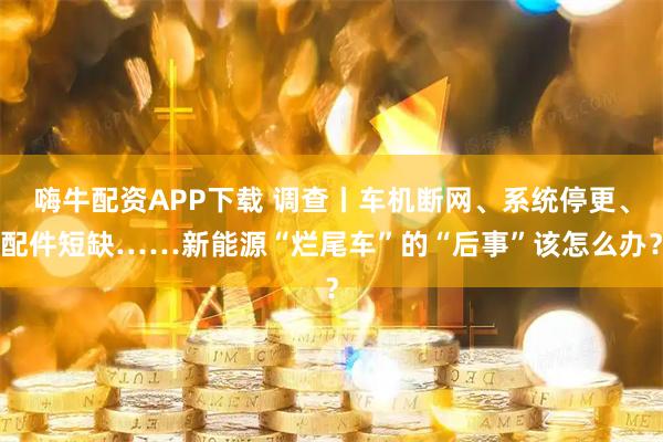嗨牛配资APP下载 调查丨车机断网、系统停更、配件短缺……新能源“烂尾车”的“后事”该怎么办?